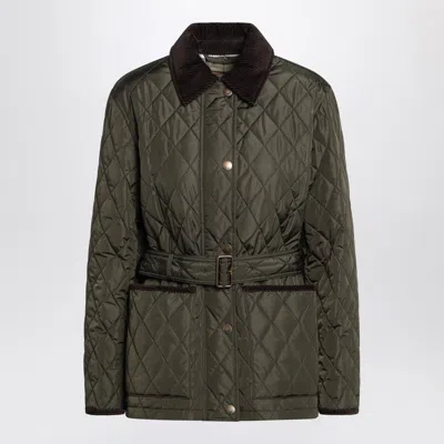 BURBERRY BURBERRY DARK GREEN QUILTED NYLON JACKET WOMEN