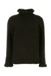 Burberry Fringe Sweater With T In Dark Green