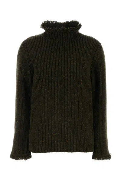 BURBERRY DARK GREEN RIBBED TURTLENECK SWEATER