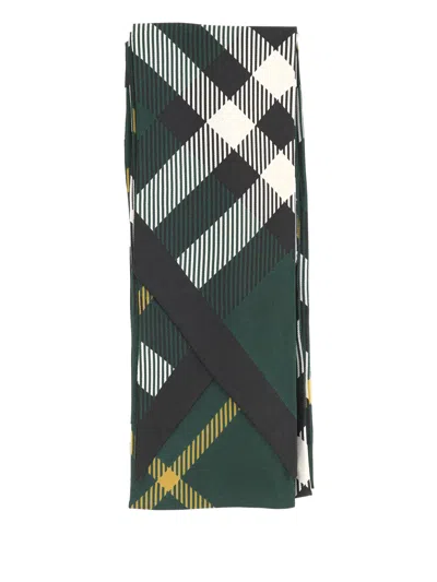 Burberry Dark Green Self Tie Ivy Scarf