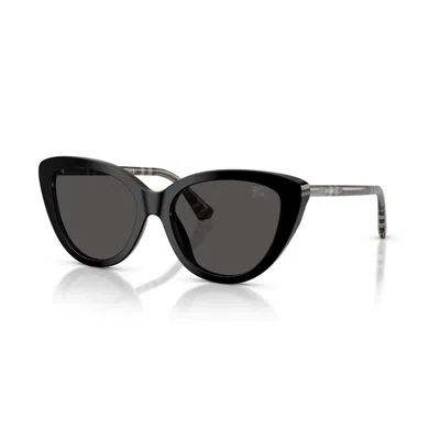 Burberry Dark Grey Cat Eye Ladies Sunglasses Be4457 416587 55 In Black