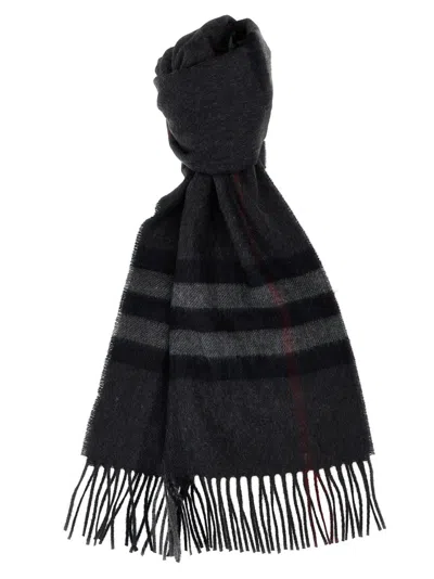 BURBERRY DARK GREY CHECK SCARF