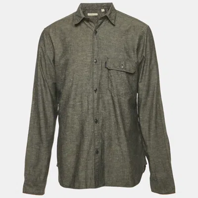 Pre-owned Burberry Dark Grey Cotton Blend Button Front Shirt L In Grey