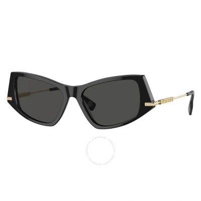 Burberry Dark Grey Irregular Ladies Sunglasses Be4408 300187 52 In Black / Dark / Gold / Grey
