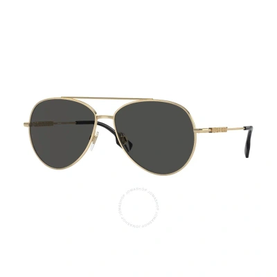 Burberry Dark Grey Pilot Ladies Sunglasses Be3147 110987 58 In Dark / Gold / Grey