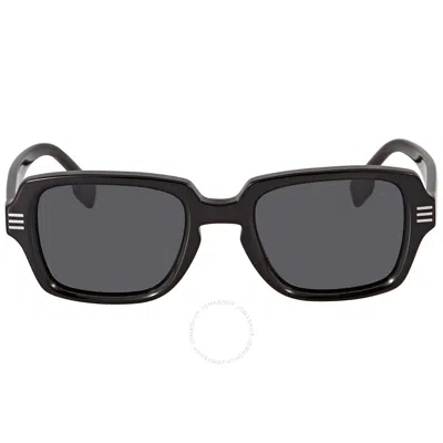 Burberry Dark Grey Rectangular Men's Sunglasses Be4349 300187 51 In Black / Dark / Grey