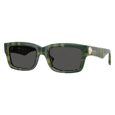 Burberry Dark Grey Rectangular Men's Sunglasses Be4443 412587 55 In Green