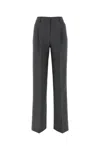 Shop Burberry Dark Grey Wool Wide-leg Pant