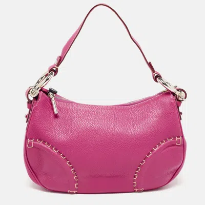 Pre-owned Burberry Dark Pink Leather Shoulder Bag