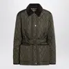 Burberry Belted Waist Quilted Nylon Jacket In Green