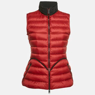 Pre-owned Burberry Dark Red Nylon Zip-up Puffer Gilet S