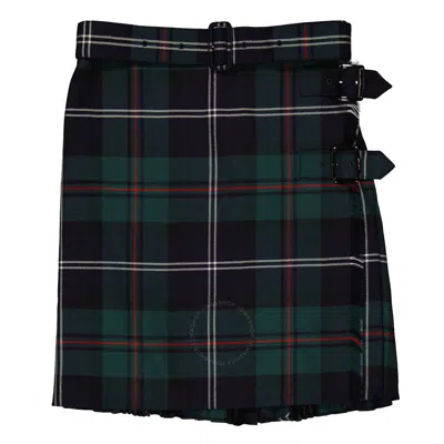 Burberry Dark Viridian Green Check Belted Skirt