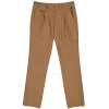 BURBERRY BURBERRY DARK WALNUT WOOL TWILL ZIP DETAIL PLEATED TROUSERS