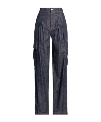 Burberry Dark Wash Denim Cargo Pants In Blue