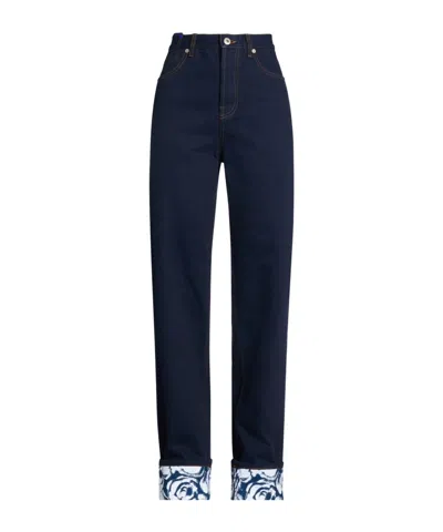 Burberry Dark Wash Straight Leg Jeans In Blue