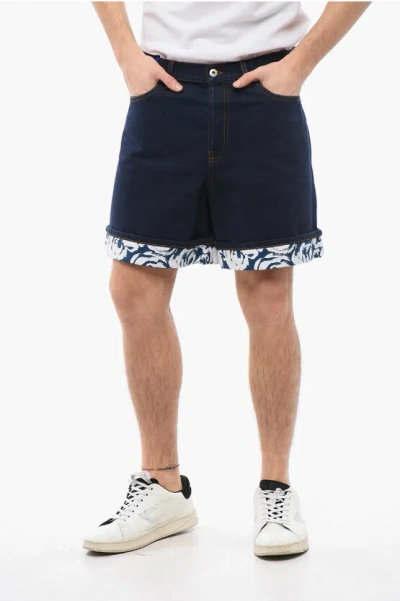 Burberry Jeans-shorts Mit Umschlag In Blue
