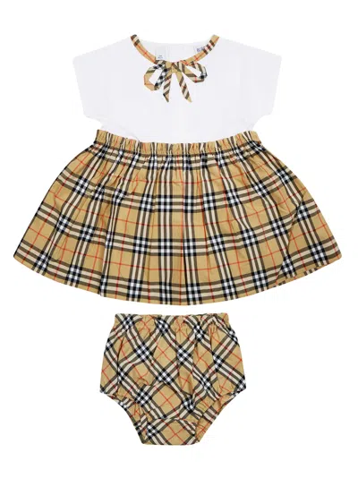 Burberry Deborah Bow Baby Romper In Multi