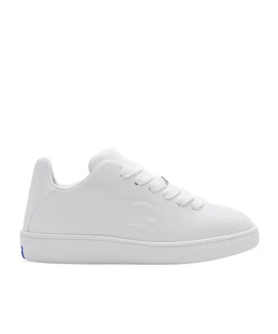 Burberry Debossed-logo Leather Sneakers In White