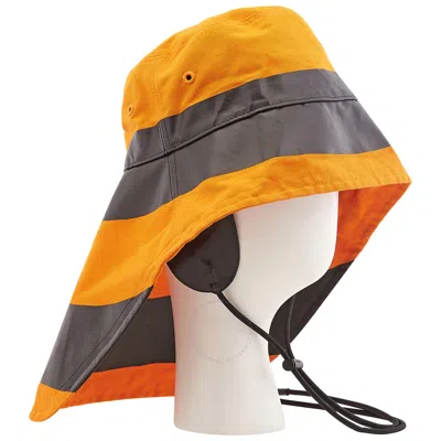 Burberry Deep Orange/black Stripe Fisherman Bucket Hat