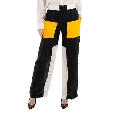 Pre-owned Burberry Deep Saffron Colorblock Jane Tailored Trousers In Yellow