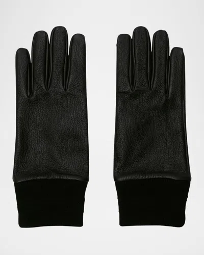 Burberry Deer Leather Gloves In Black