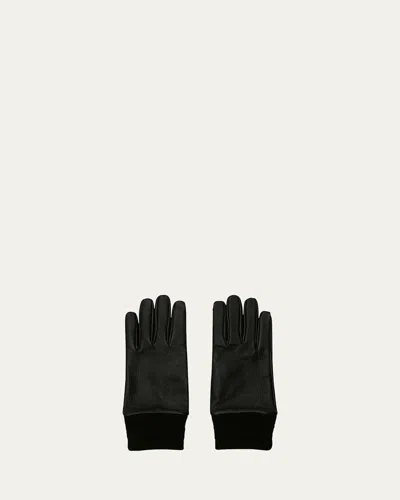 Burberry Deer Leather Gloves In Black
