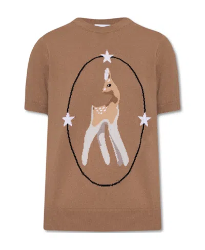 Burberry Deer-motif Knitted Top In Brown