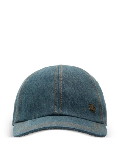 Burberry Denim Baseball Cap In Blue