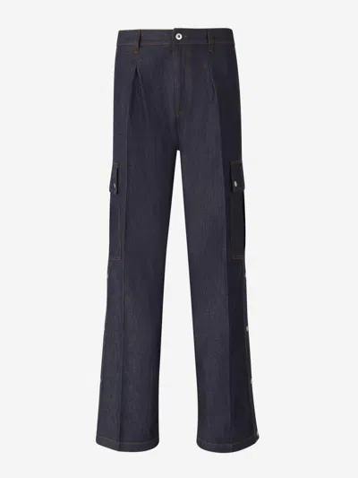 Burberry Denim Cargo Trousers In Blue