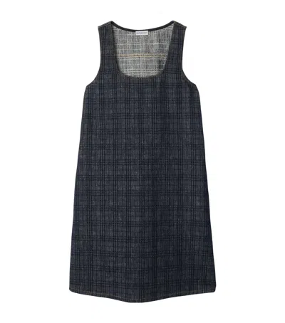 Burberry Denim Check Mini Dress In Blue