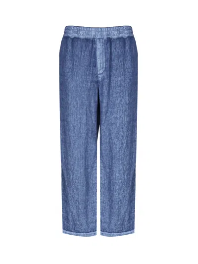 Burberry Linen Pants In Denim