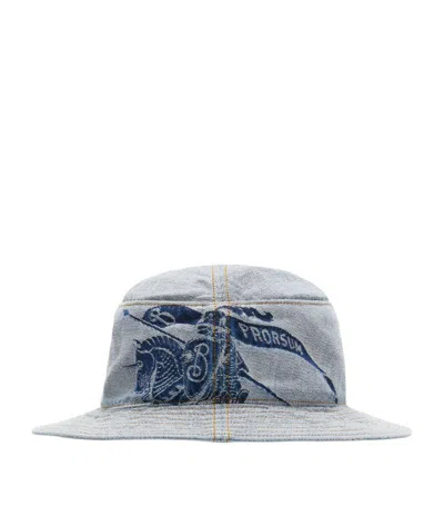 Burberry Denim Ekd Bucket Hat In Blue
