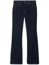Burberry Straight Leg Trousers Contrast Stitching In Blue