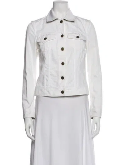Pre-owned Burberry Denim Jacket In White