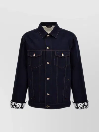 BURBERRY DENIM JACKET WITH CHEST POCKETS AND CONTRAST STITCHING