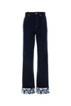 Burberry Contrast Cuff Denim Trousers In Indigoblue