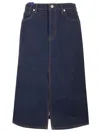 Burberry Japanese Front-slit Denim Midi Skirt In Blue