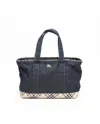 Burberry Denim Nova Check Tote Bag In Blue