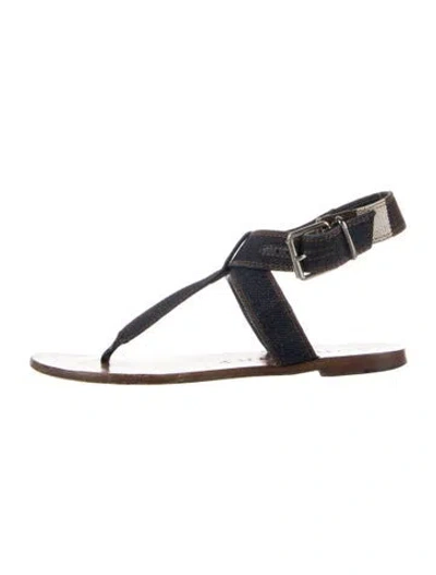 Pre-owned Burberry Denim Plaid Print Sandals In Blue