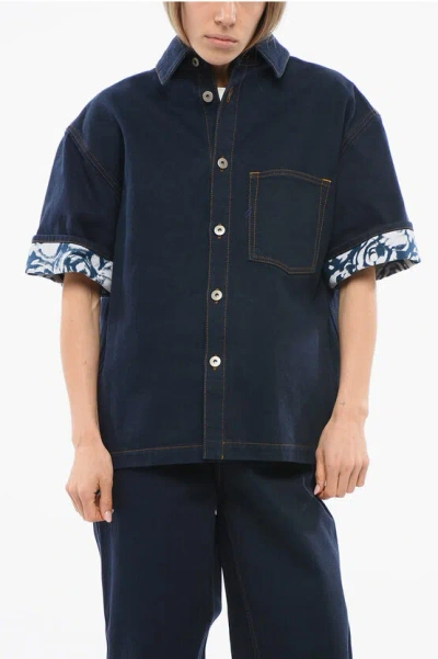 Burberry Heavyweight Denim Shirt In Blue