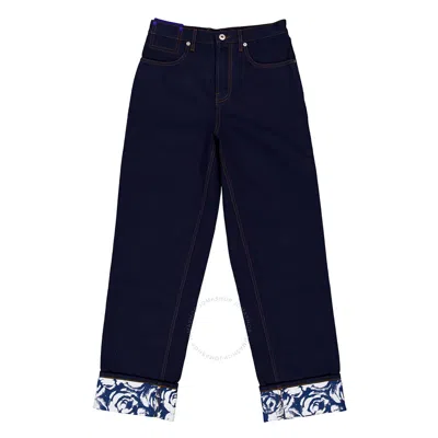 BURBERRY BURBERRY DENIM ROSE PRINT STRAIGHT LEG BOYFRIEND JEANS