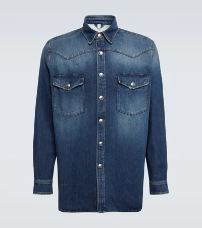 Burberry Casual Distressed Denim Shirt In Blue
