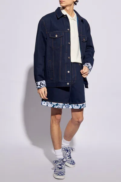 Burberry Heavyweight Denim Shorts In Navy Blue