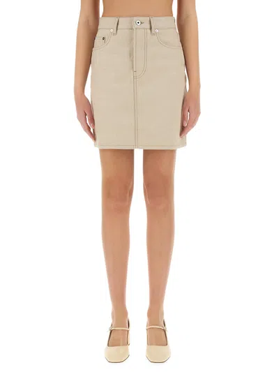 スカート BURBERRY Sand Denim Mini Skirt Burberry Women Sand Denim Mini Skirt In Brown | ModeSens