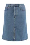Burberry Denim Skirt With Slit Hems And Pockets In Blue
