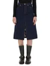 Burberry Blue Denim Midi Skirt In Cotton Woman In Black