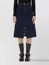 Burberry Blue Denim Midi Skirt In Cotton Woman In Blue