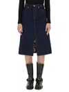 Burberry Blue Denim Midi Skirt In Cotton Woman In Navy