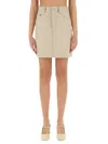 Burberry Equestrian Knight Denim Skirt In Neutral