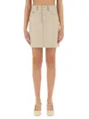 Burberry Sand Denim Mini Skirt In Neutral